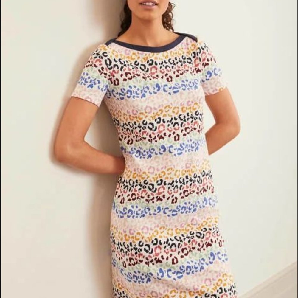 Boden Colorful Leopard Short Sleeve Tshirt Dress- Size 6